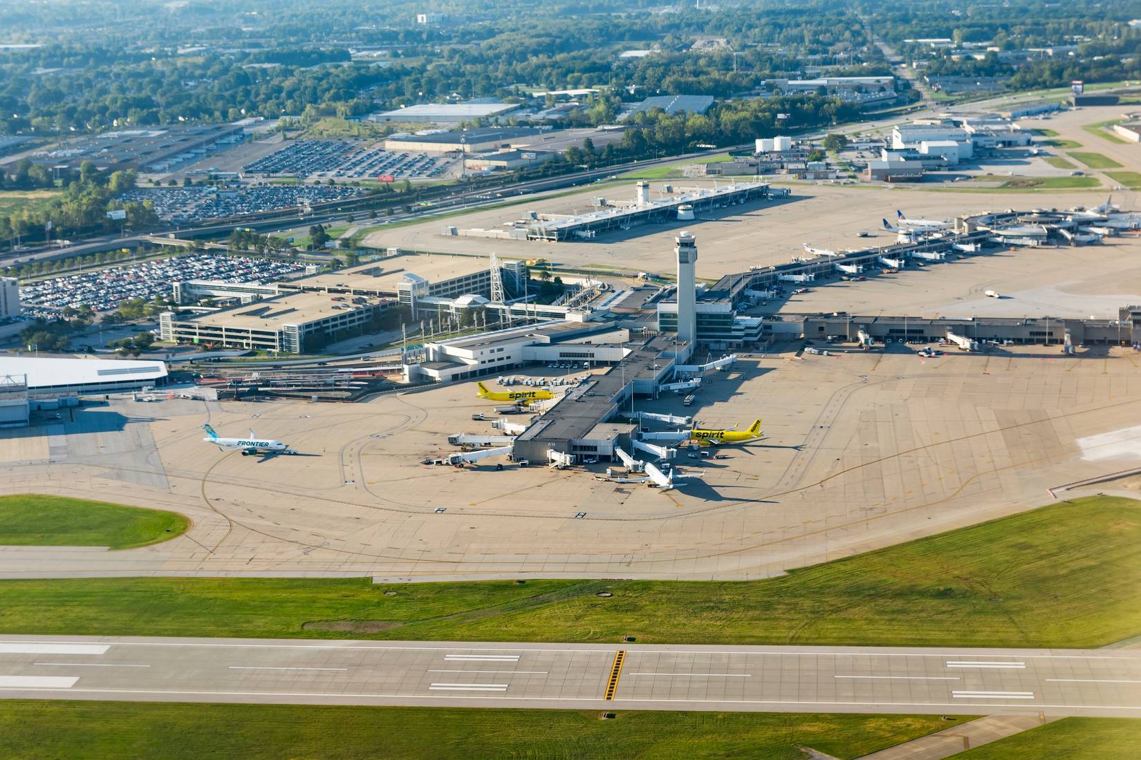 Aerial view of Cleveland Hopkins International Airport (CLE) in September, 2021