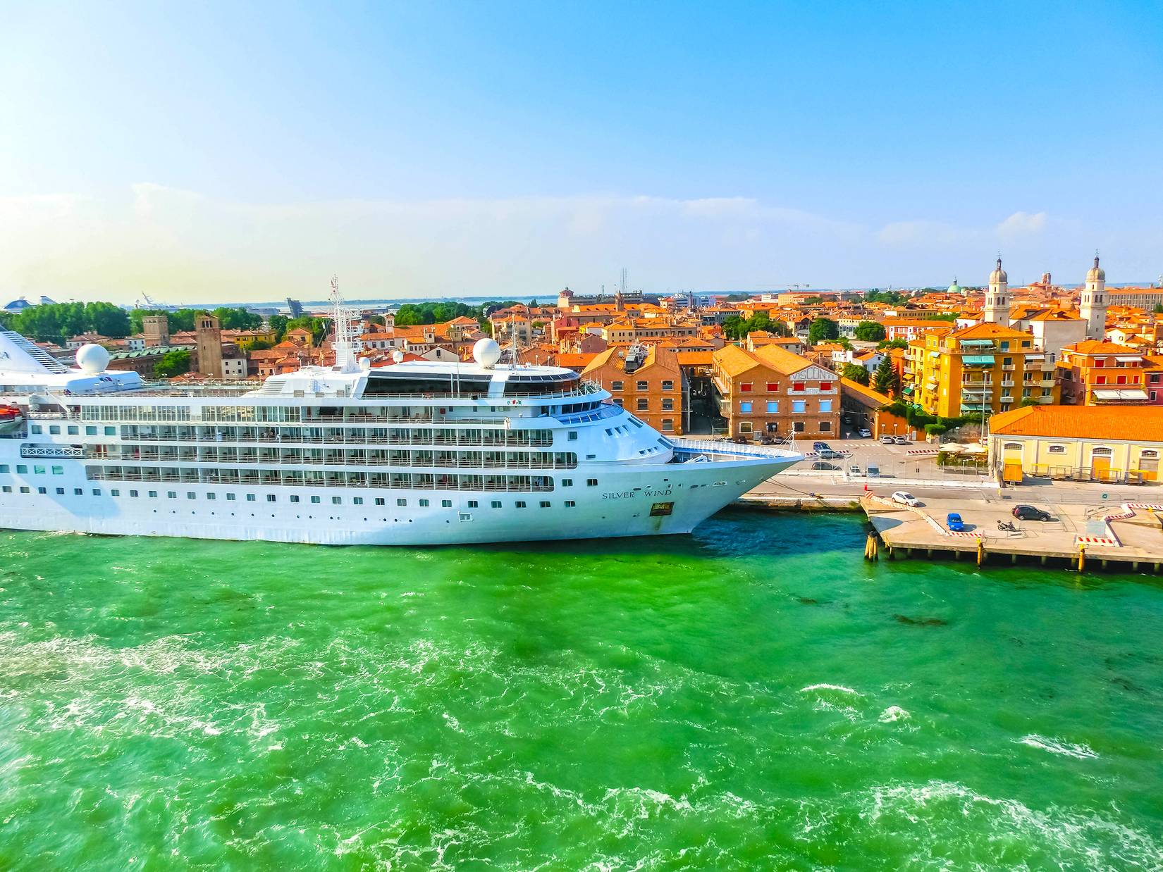 Silverseas Cruises' Silver Wind cruise ship in Venice, Italy