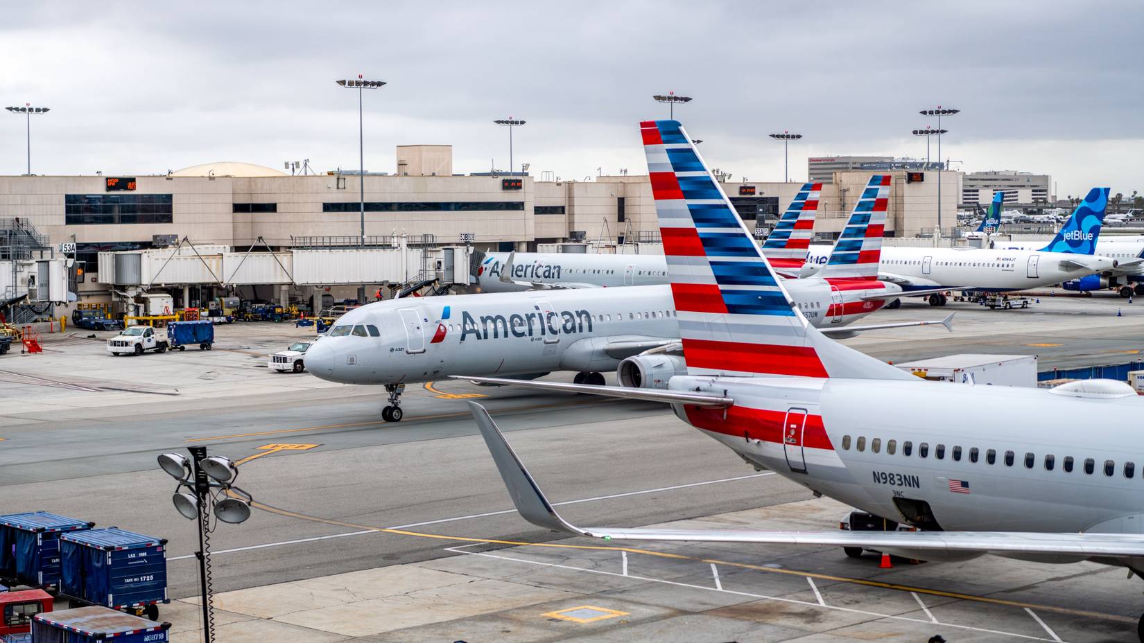 American Airlines aircraft at an airport terminal in Miami, Florida