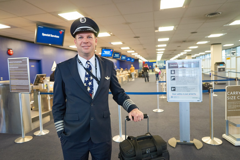 An American pilot at JFK airport.
