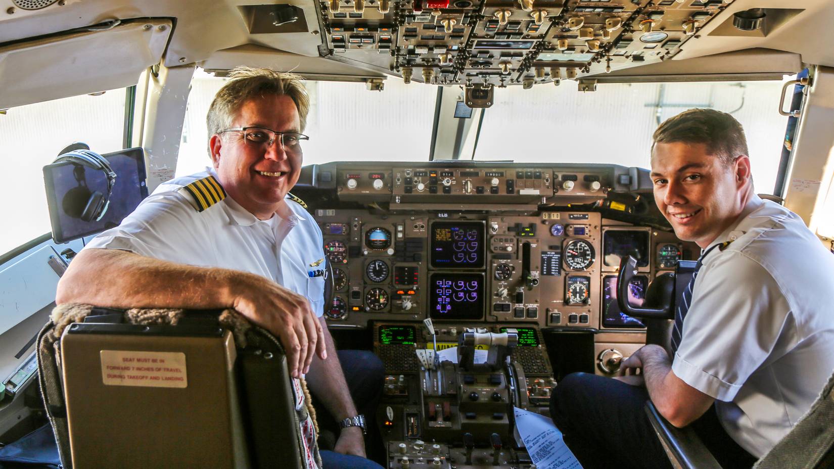 United Airlines pilots in the cockpit