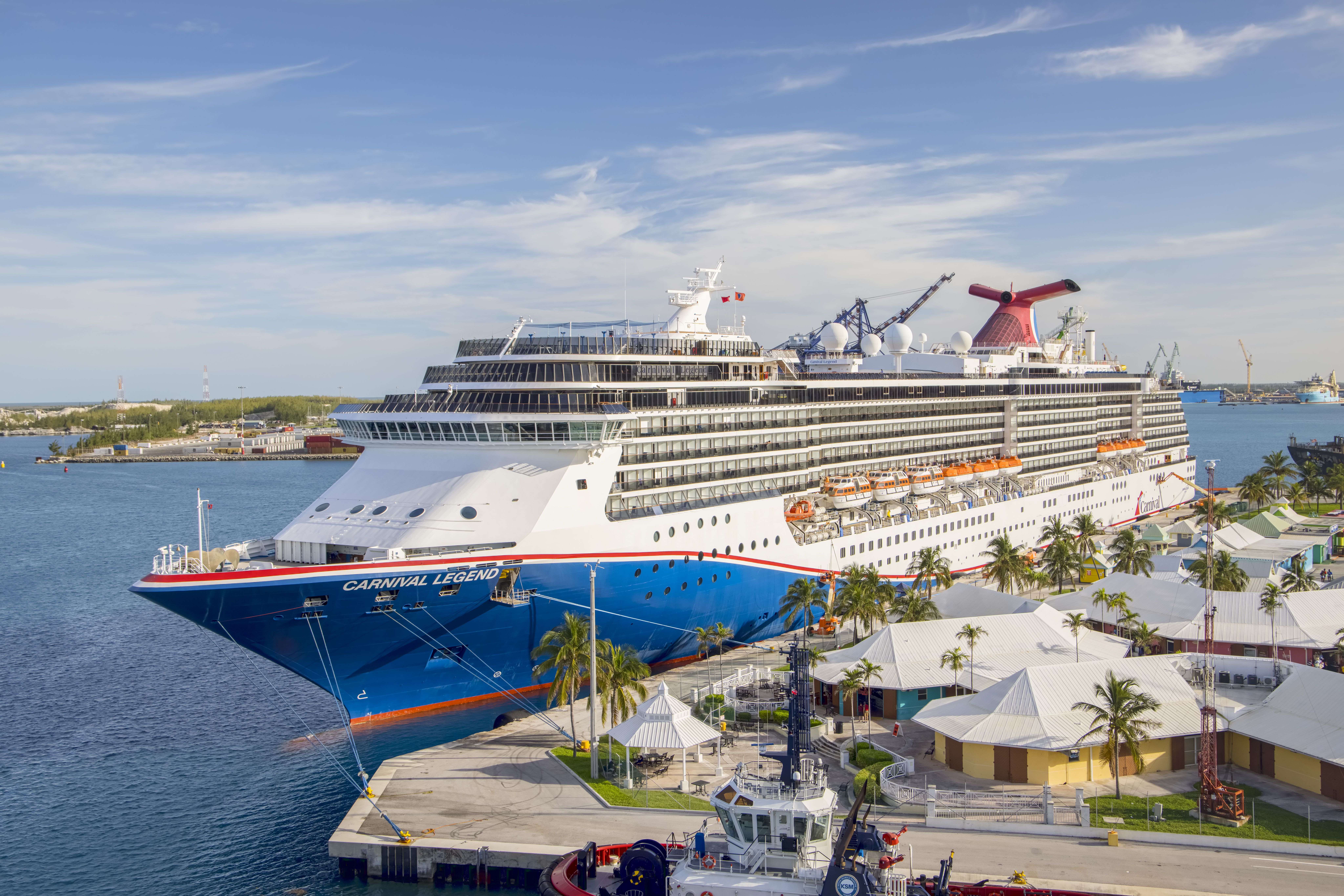 The Carnival Legend docked at the Port of Palm Beach, Florida