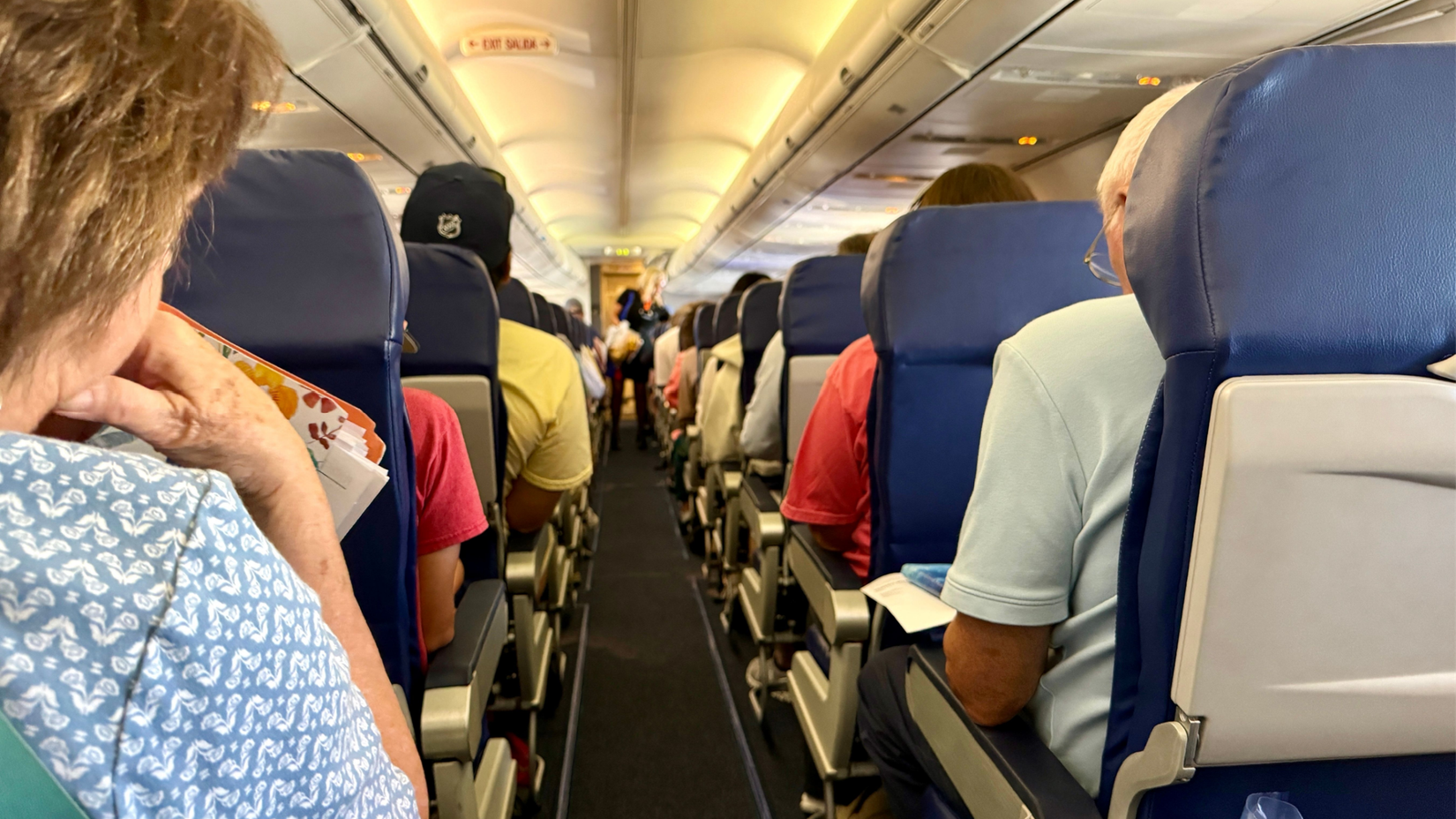 Passengers on a Southwest Airlines airplane waiting for it to take off