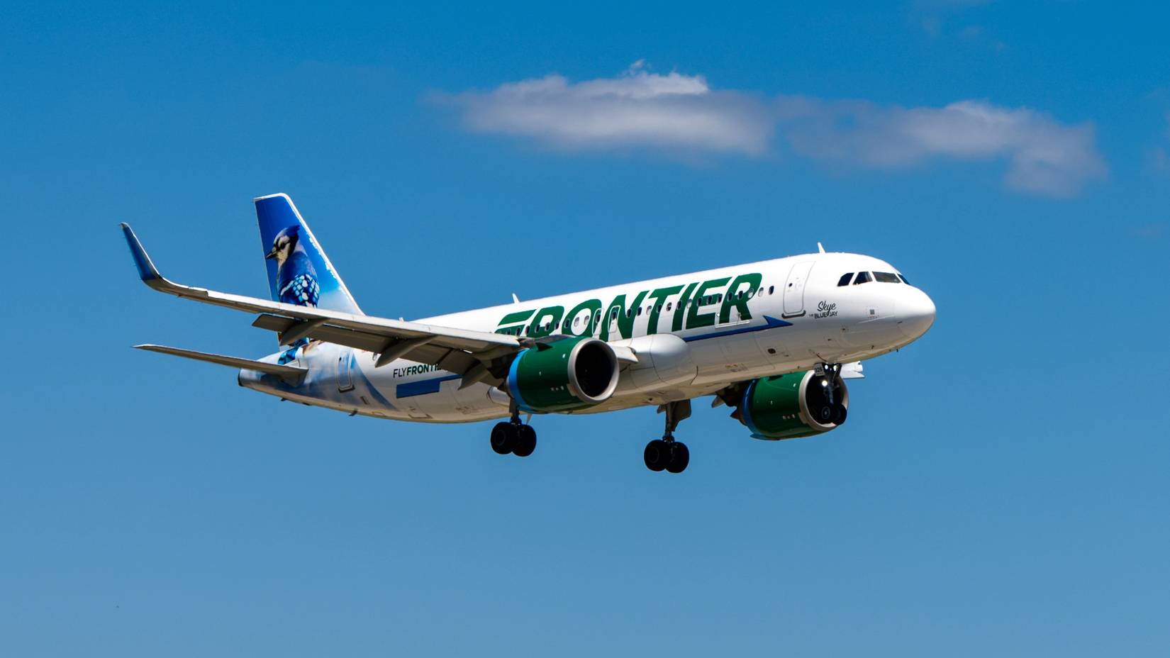 Frontier Airlines Airbus landing at Miami Airport