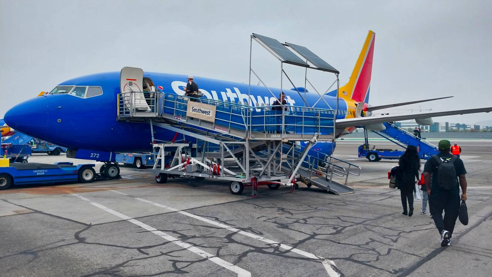 Passengers boarding a Southwest Airlines aircraft at Burbank, California, USA