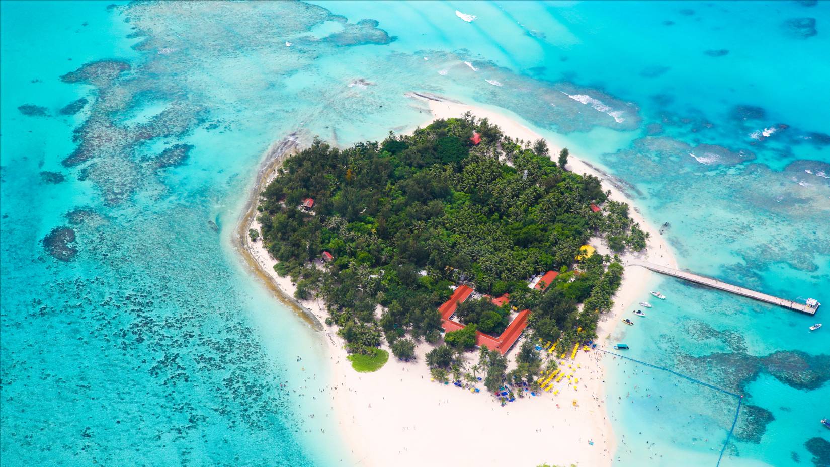 A drone shot of Saipan, Northern Mariana Islands