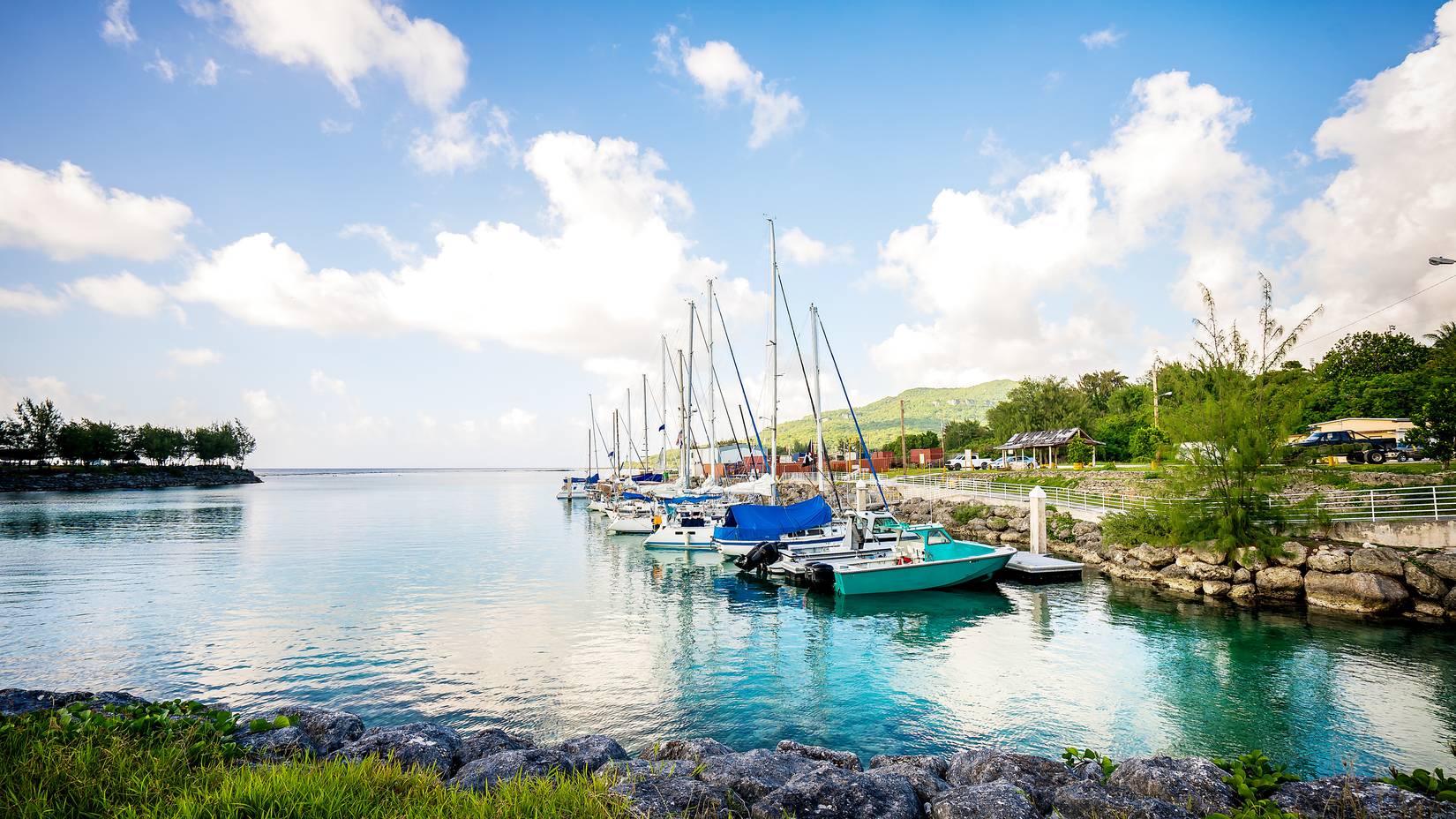 A small marina on Rota Island in the Northern Mariana Islands