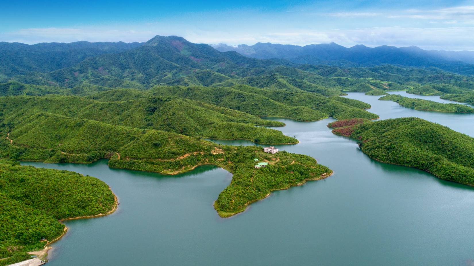 Picturesque and beautiful lake and mountain view in Manipur, India