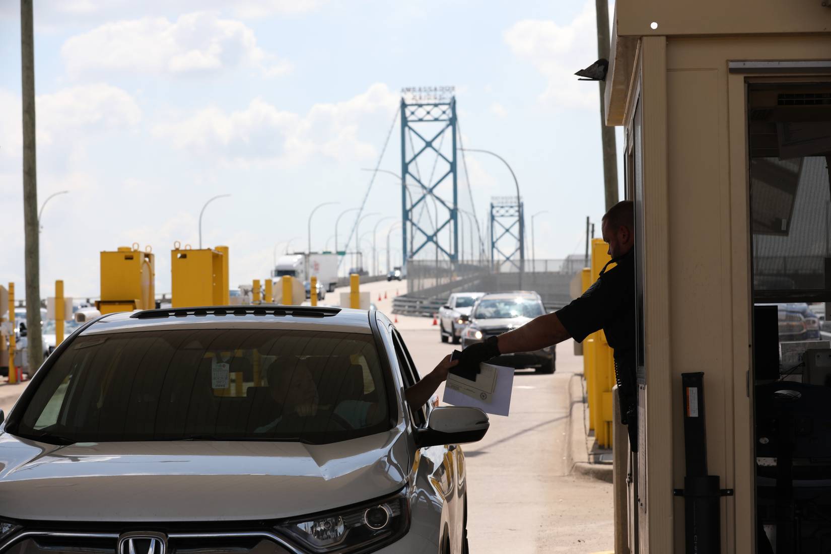 U.S. Customs and Border Protection CBP vehicle checkpoint at the Detroit Windsor tunnel at the US-Canada Border