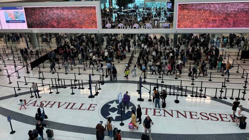Crowds gather at Nashville International Airport (BNA) amid busy travel season