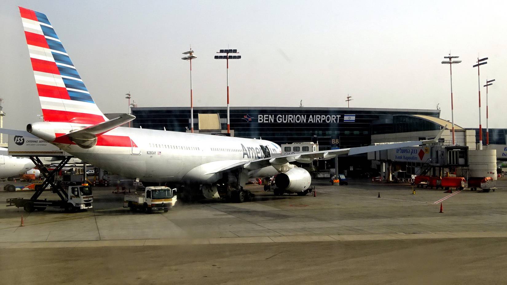 American Airlines plane at the Ben Gurion International Airport (TLV) in Tel Aviv, Israel