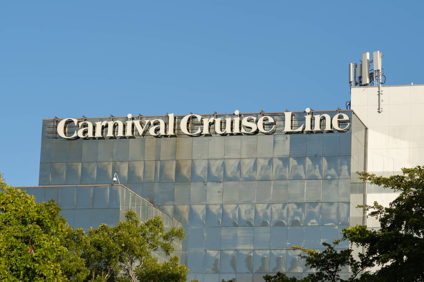 Carnival Cruise Line logo sign on their headquarters building in Miami, Florida,