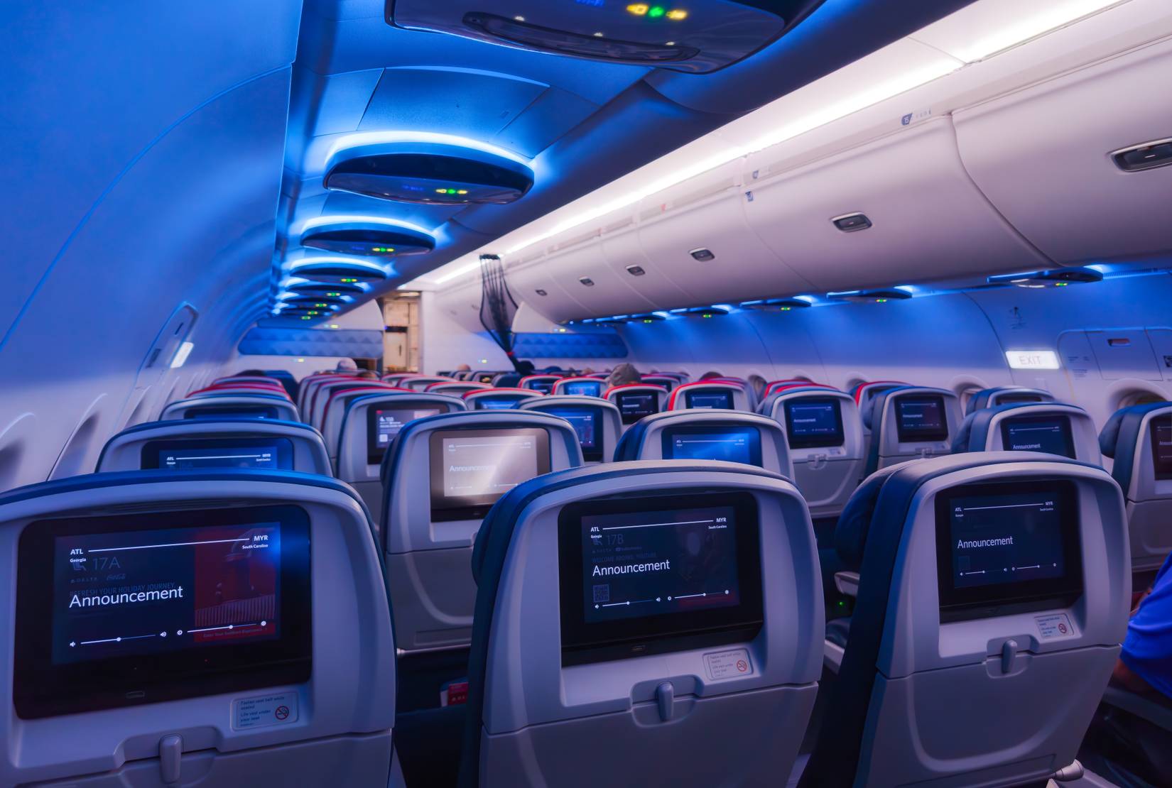 Delta Air Lines flight with flight attendants
