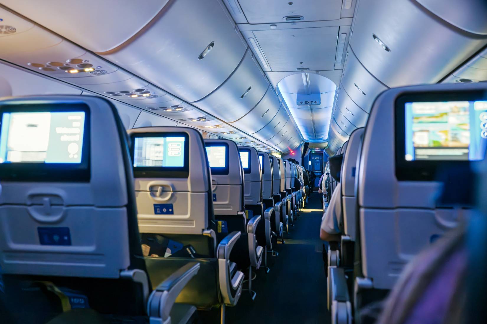 United Airlines passengers watching content during flight