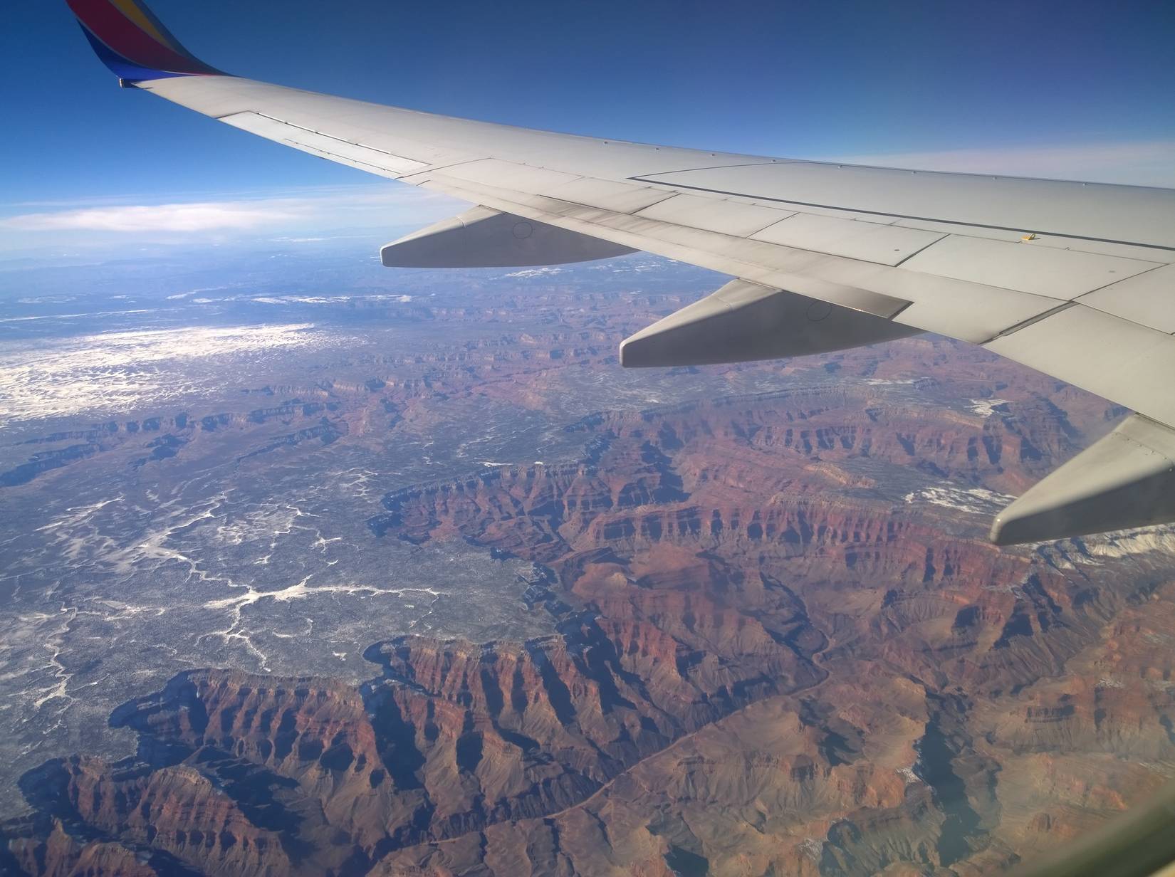 aerial view of the grand canyon from a plane. 