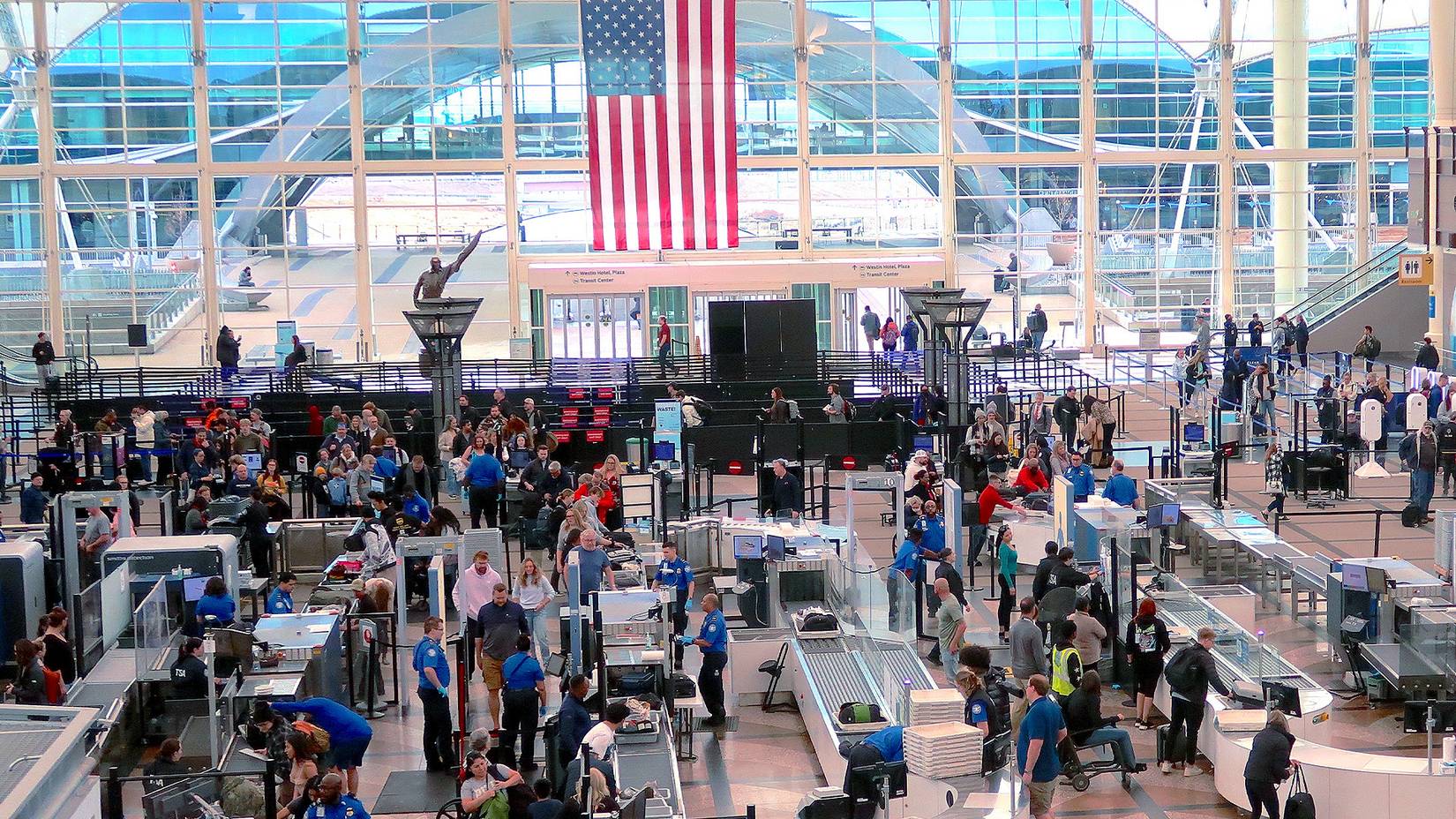 American Flag, TSA Line, Denver Airport