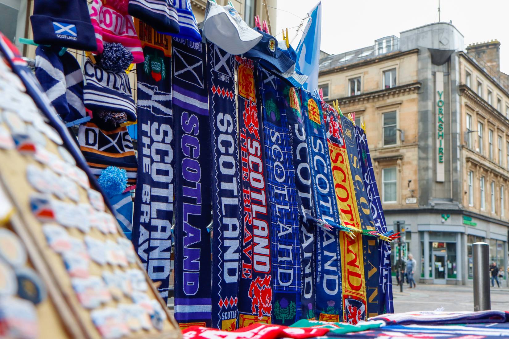 Scotland fans in Glasgow ahead of their 2026 FIFA World Cup qualifying match against Belarus at Hampden Park.