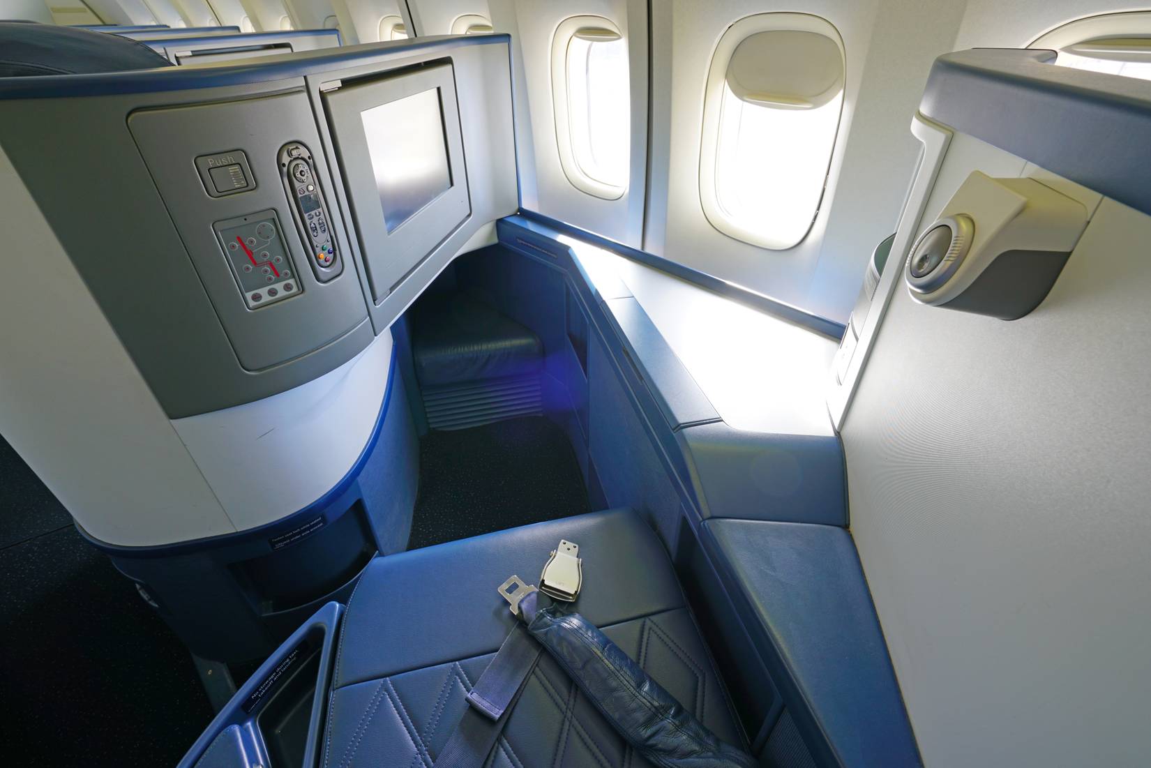 Delta Air Lines seat prior to a flight out of Atlanta.