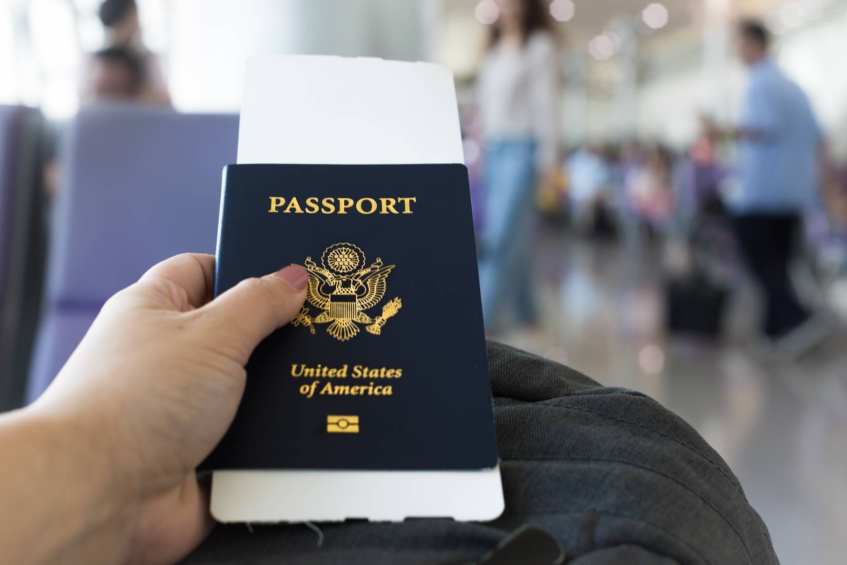 A passenger holding a U.S. Passport