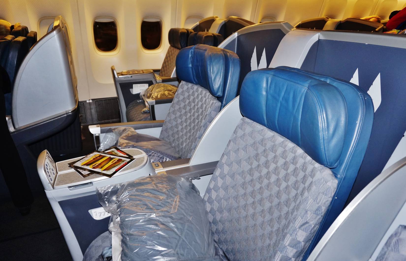 American Airlines seats with no passengers.