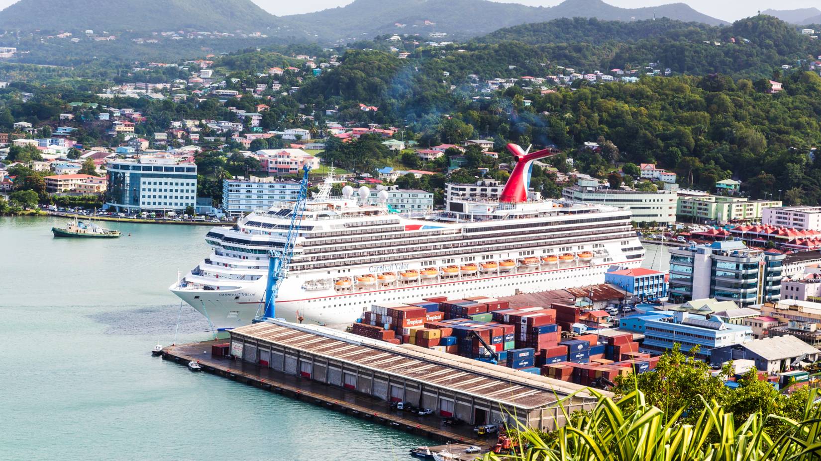 Carnival Cruise Line ship docked in Saint Lucia, a Caribbean nation