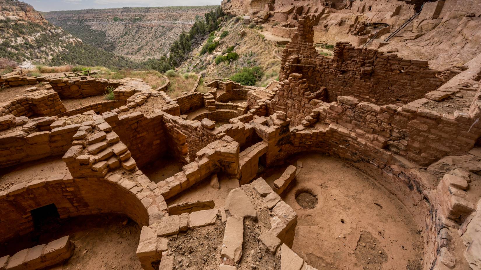 Empty Rooms of Long House Cliff Dwelling in Mesa Verde National Park, CO