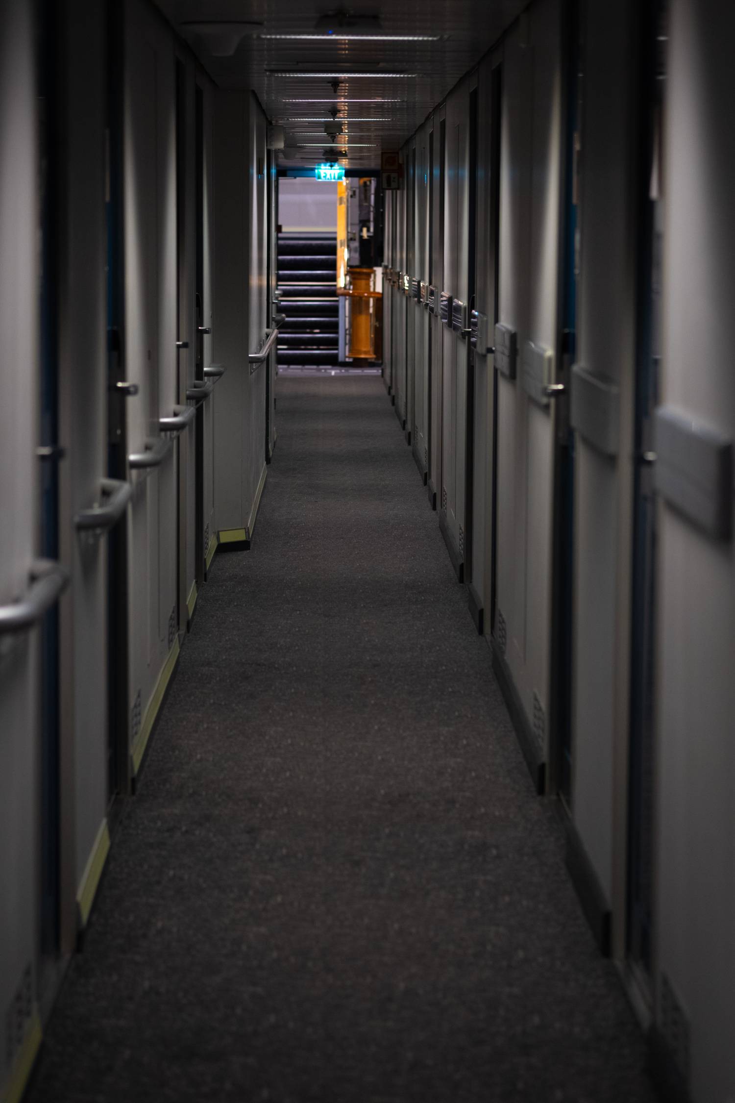 Lonely corridor inside a cruise ship