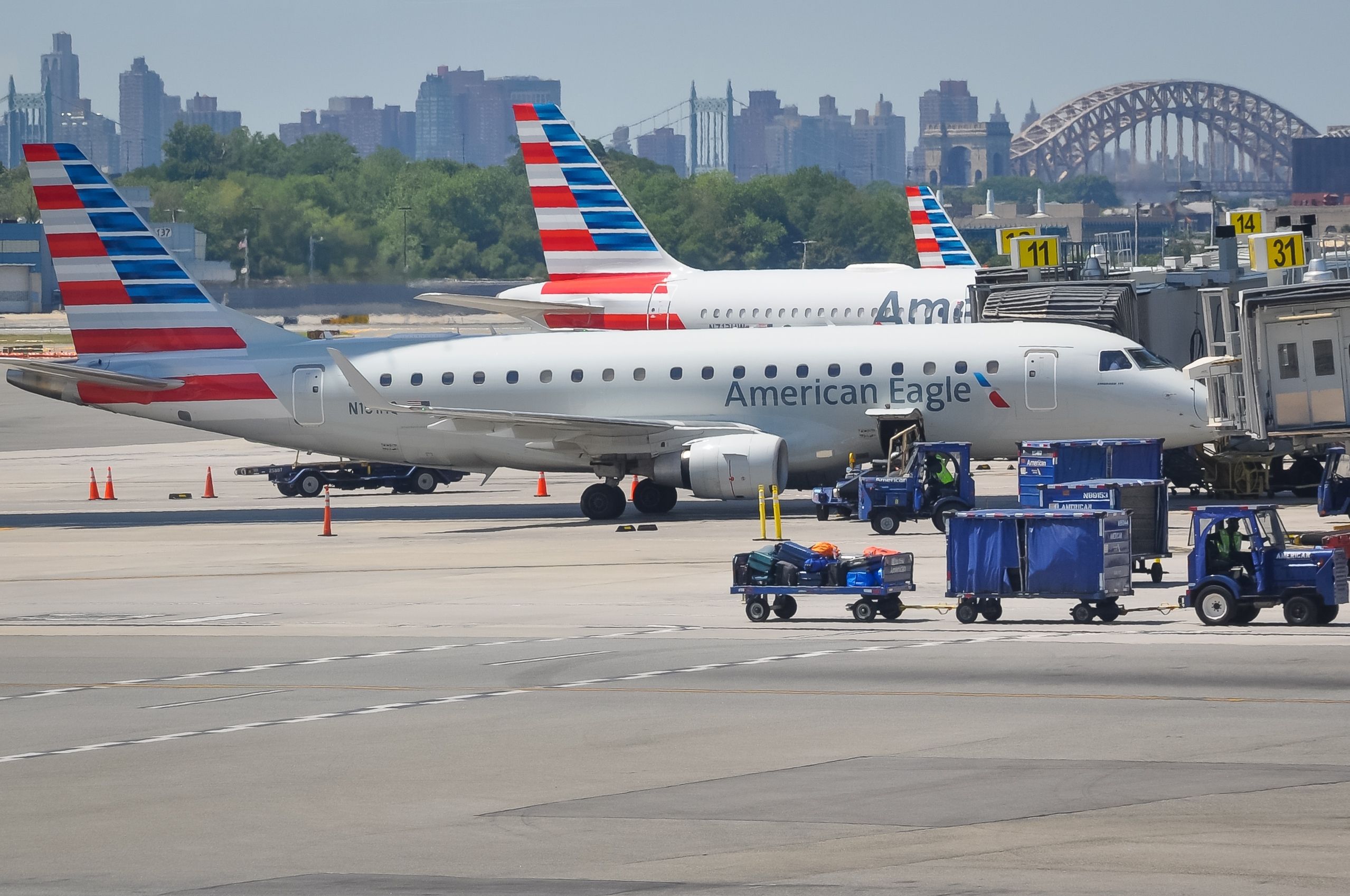 American Eagle planes seen parked at the tarmac of LaGuardia Airport