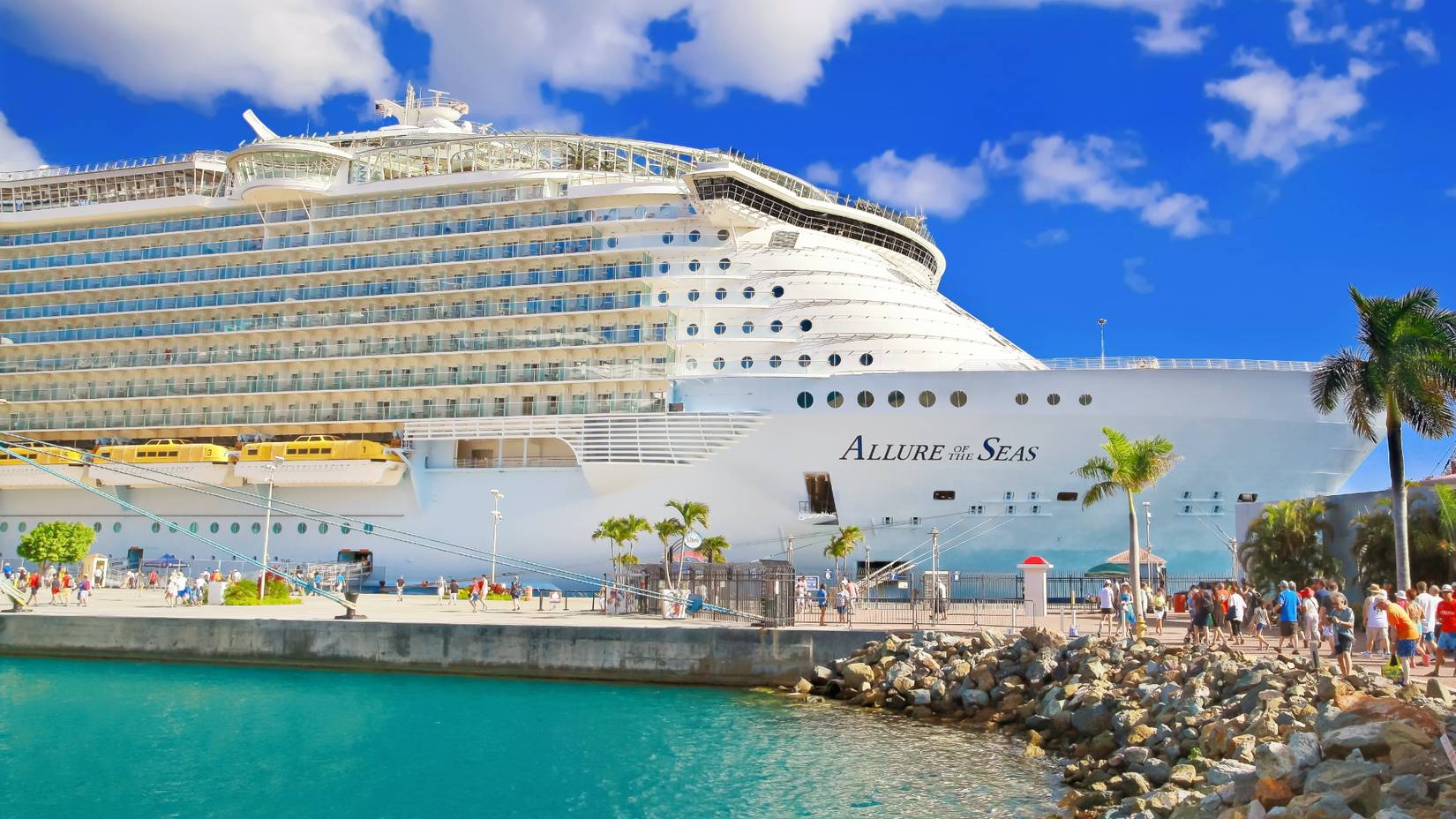 Royal Caribbean's Allure of the Seas cruise ship docked at St. Thomas, U.S. Virgin Islands