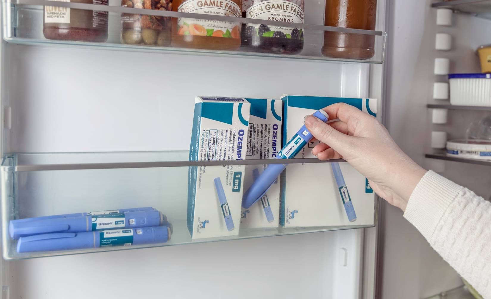 Ozempic in a refrigerator