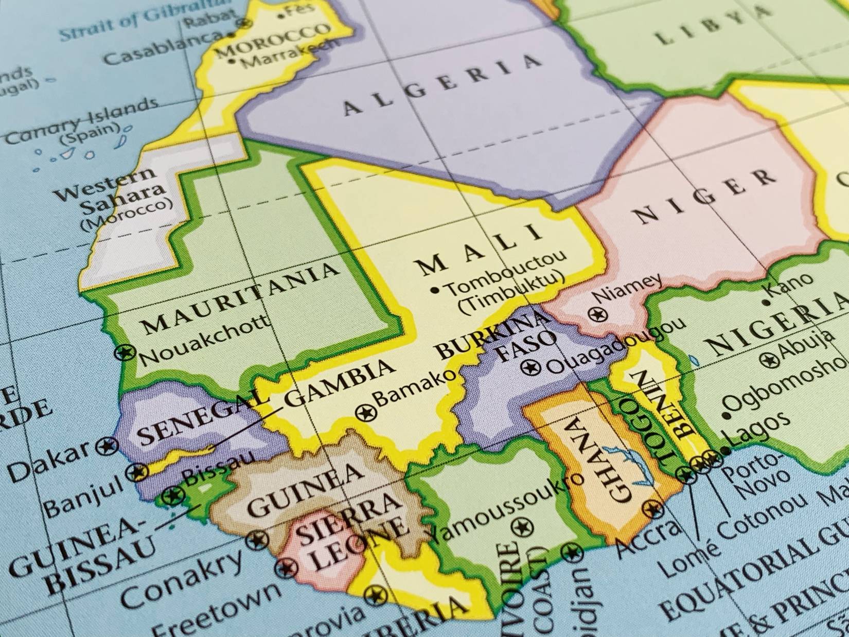 Map depicts Western Africa