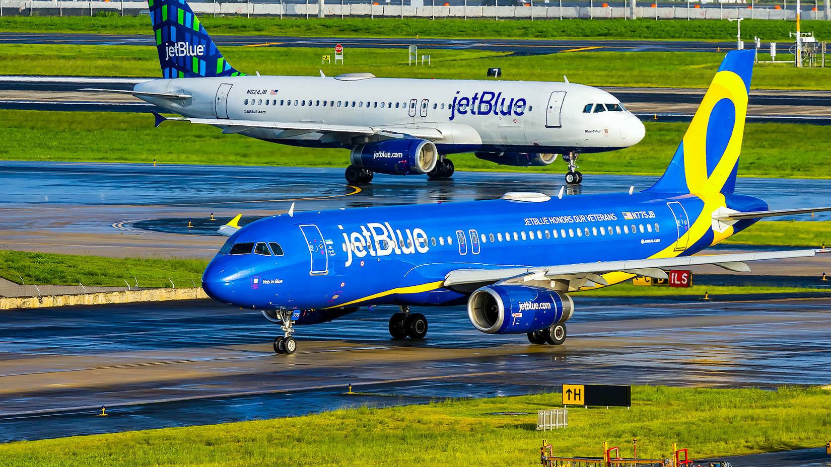JetBlue Airplanes on the tarmac at San Juan, Puerto Rico