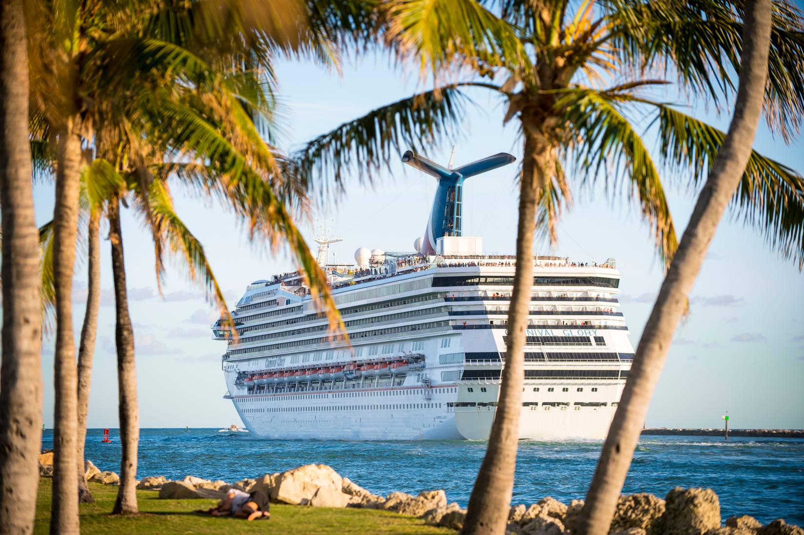 Carnival Glory sailing past South Beach, Miami, Florida