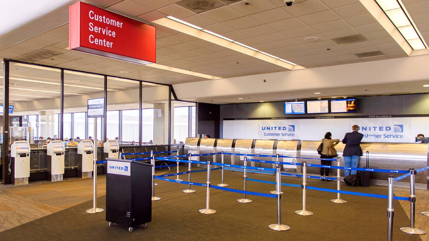 United Airlines' customer service center at San Francisco International Airport (SFO)