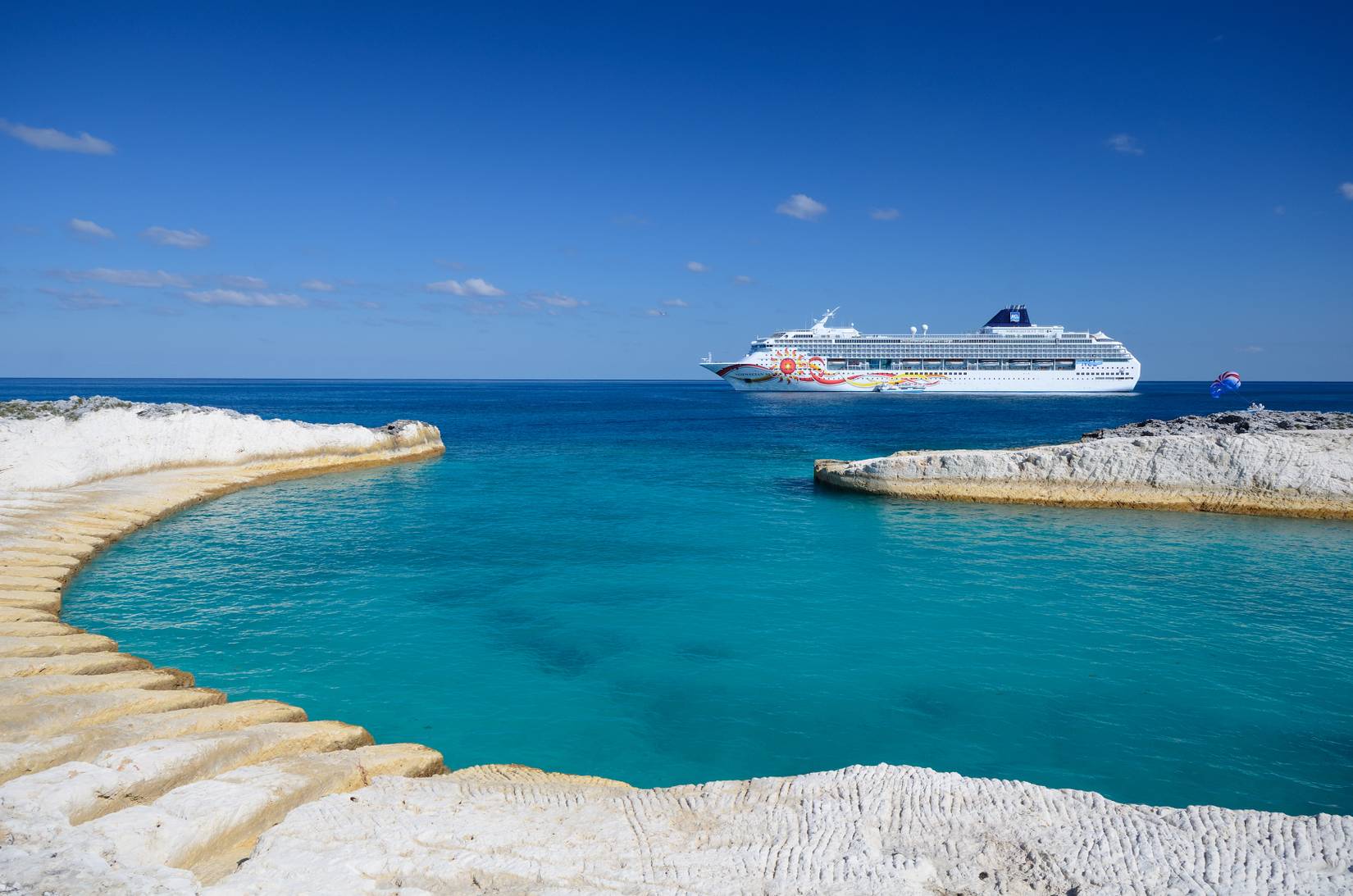 Norwegian Sun cruise ship in Great Stirrup Cay, Bahamas