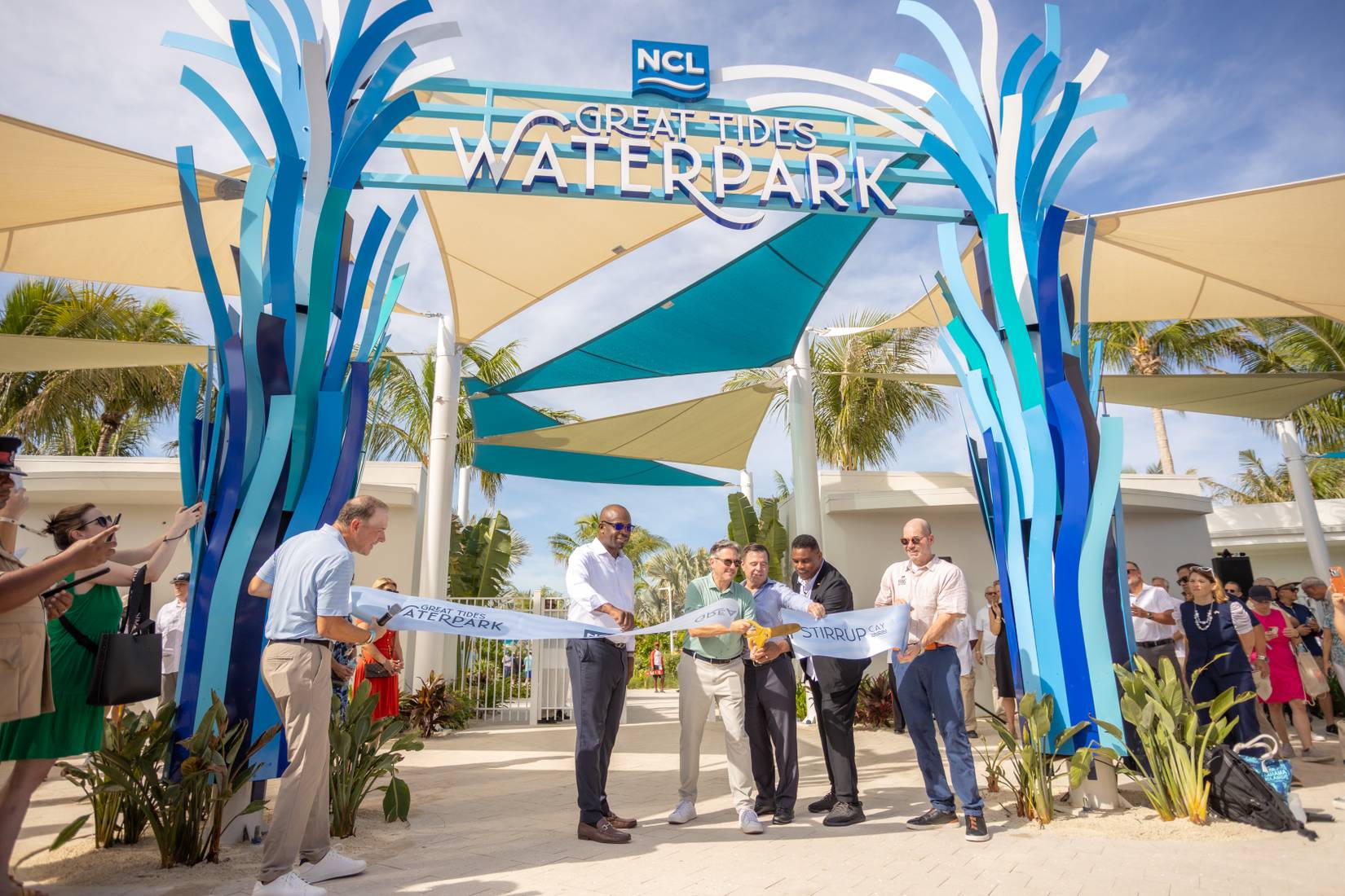 Great Tides Waterpark ribbon cutting ceremony, Grand Stirrup Cay