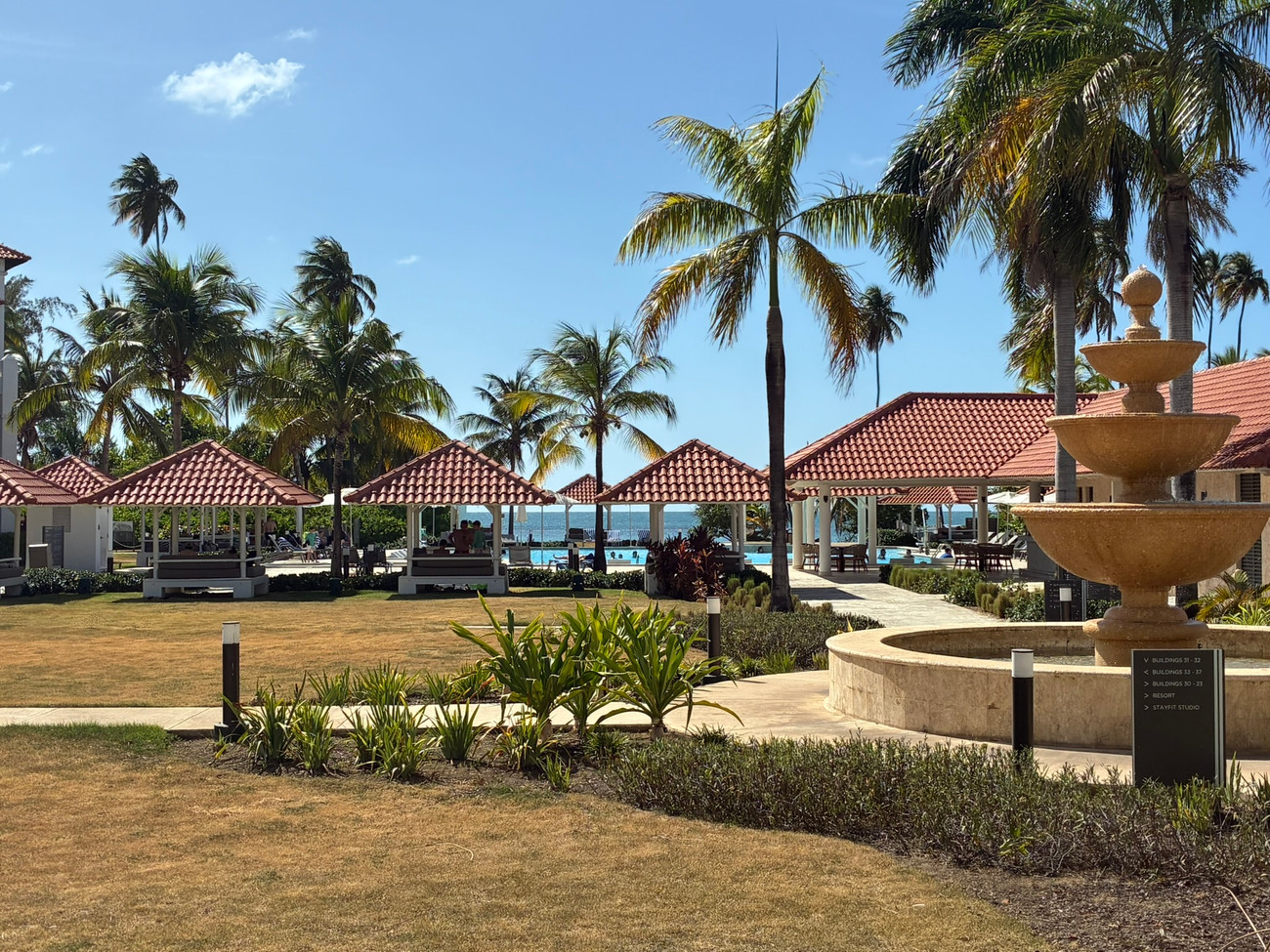 Pool-side cabanas near the beach at the Hyatt Regency Grand Reserve Puerto Rico