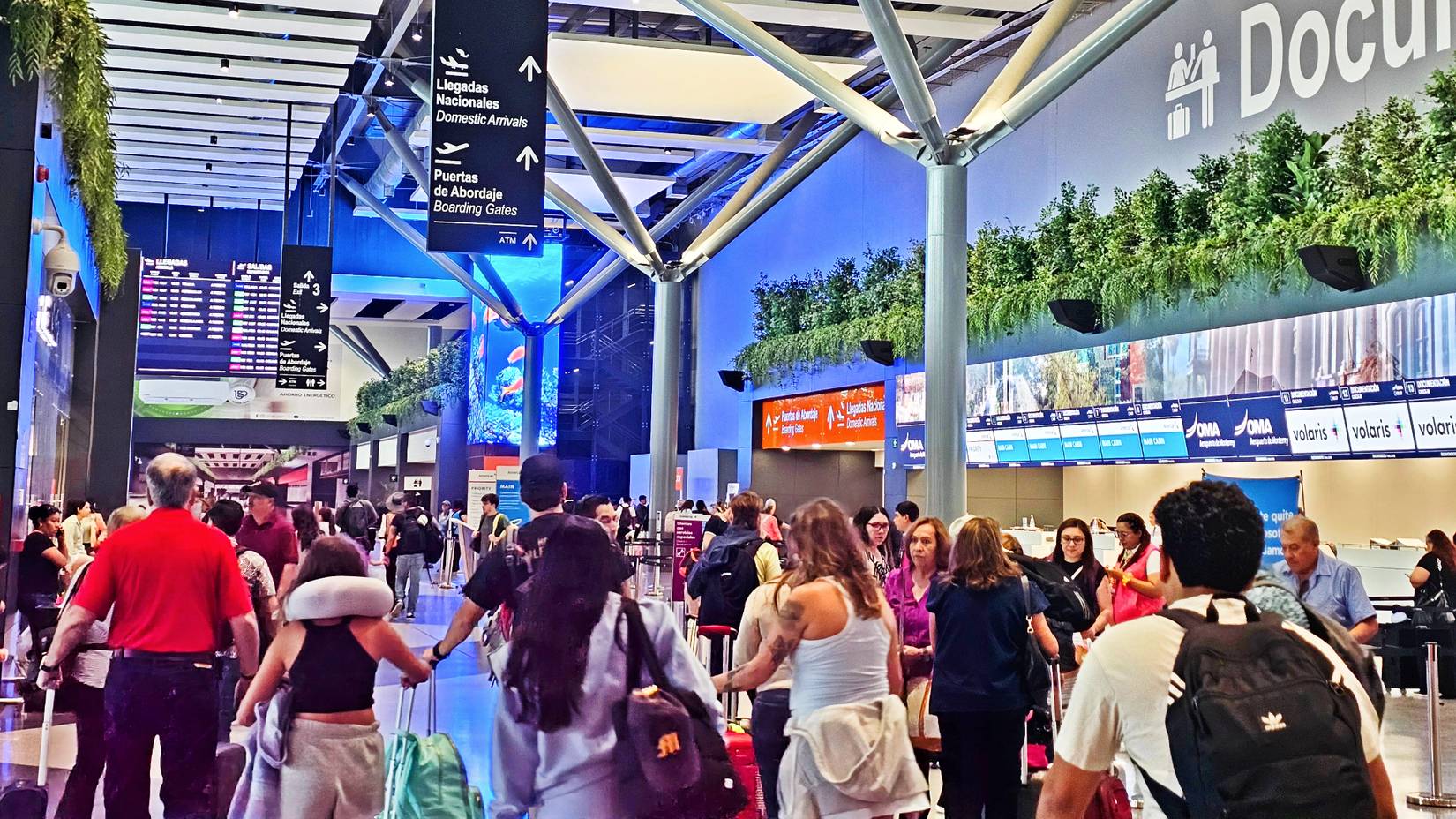 Departure, arrival and check-in halls at Monterrey International Airport, Nuevo Leon, Mexico