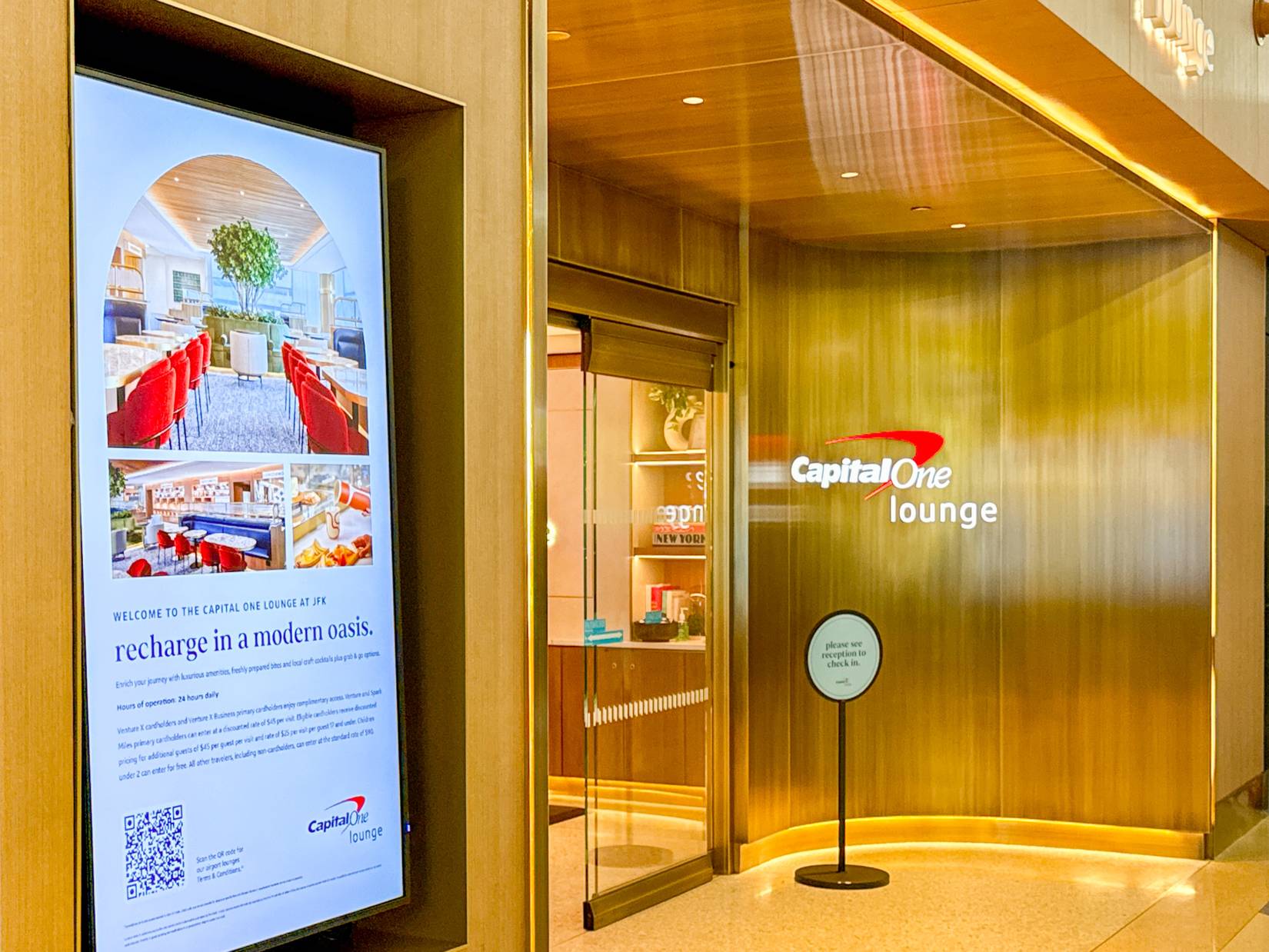 Entrance to the Capital One lounge in Terminal 4 at JFK airport in New York