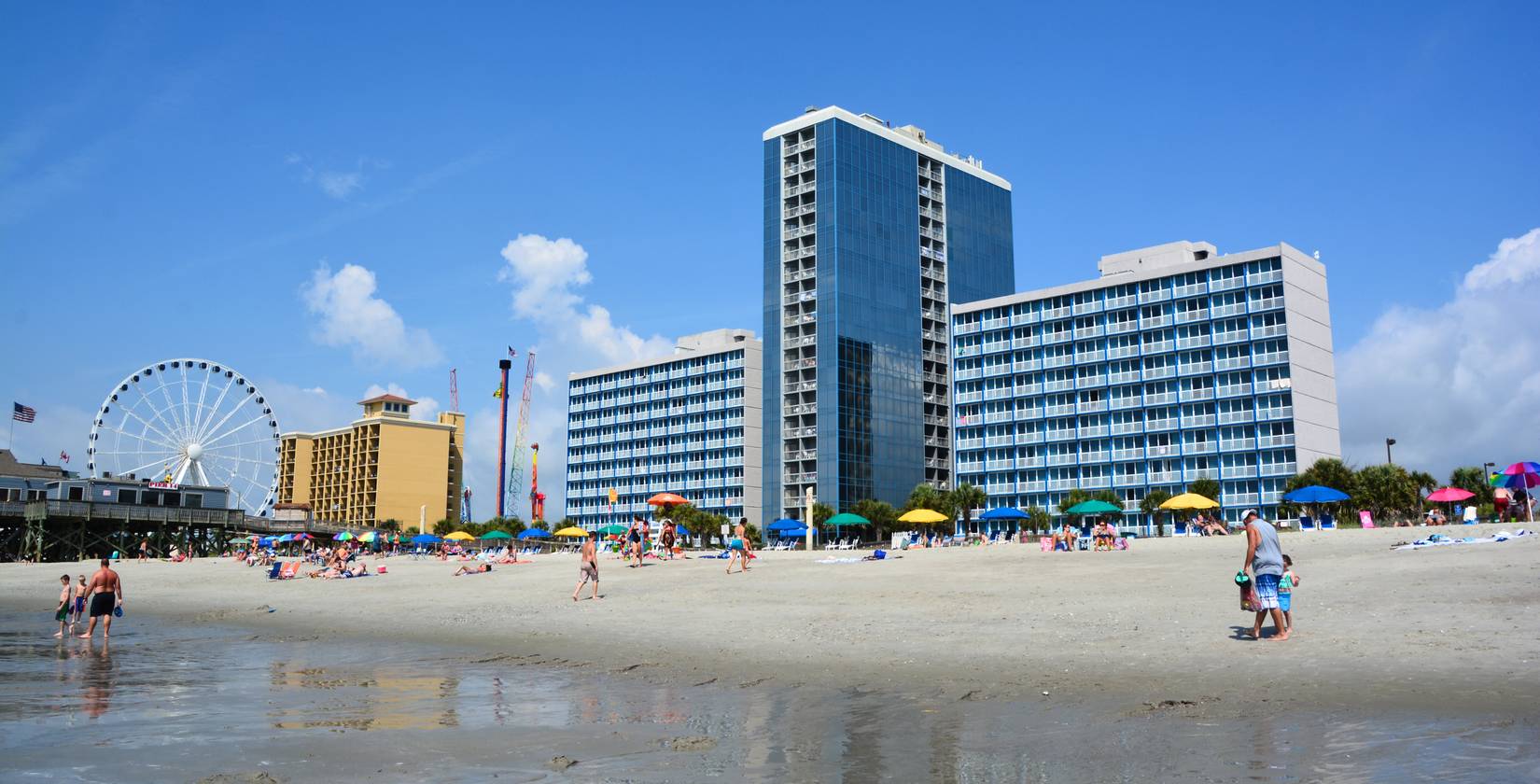 Myrtle Beach is a coastal city on the east coast center of a large and continuous stretch of beach known as the Grand Strand in northeastern South Carolina.