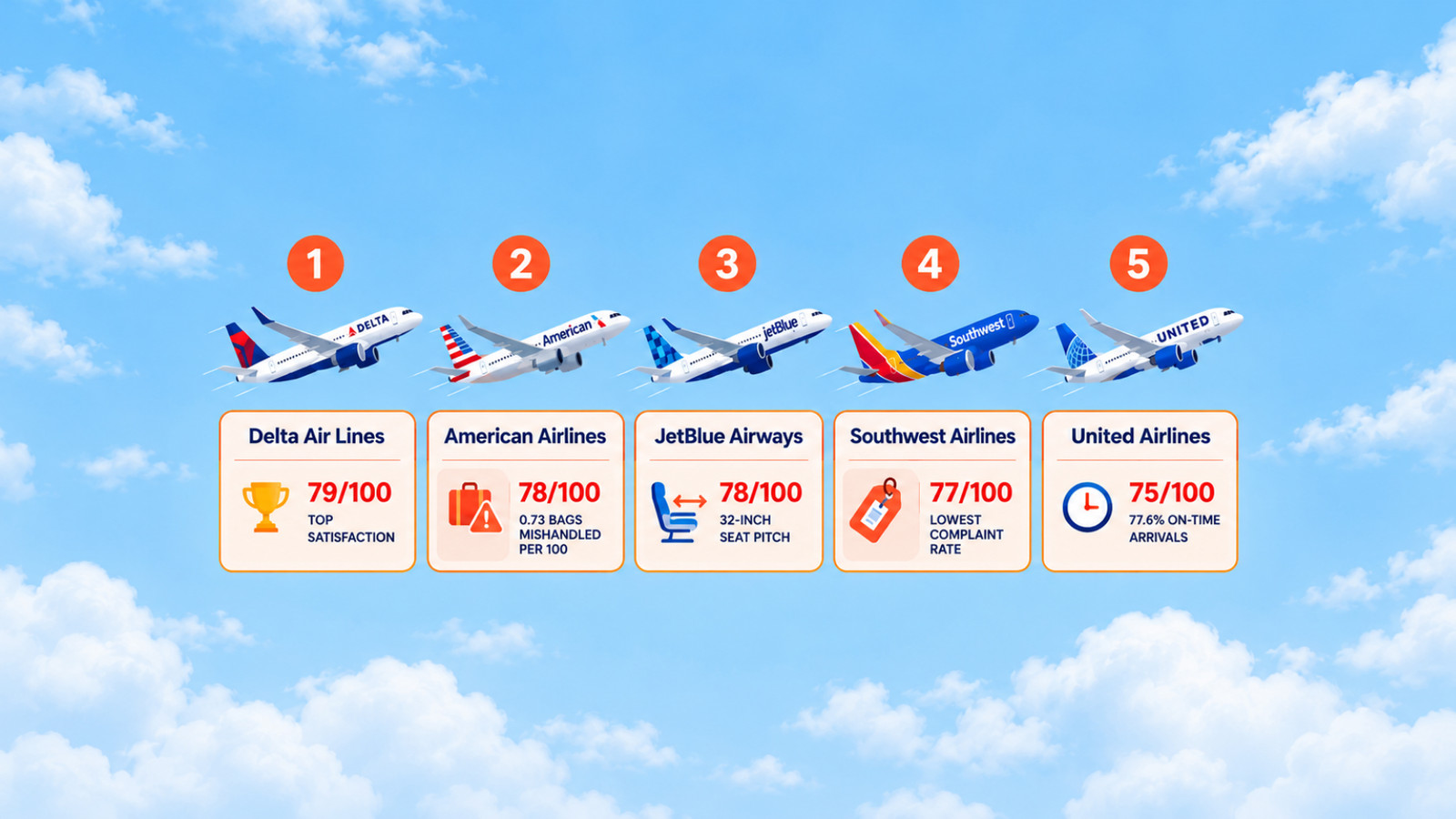 Ranked: U.S. Airlines By Economy Passenger Satisfaction